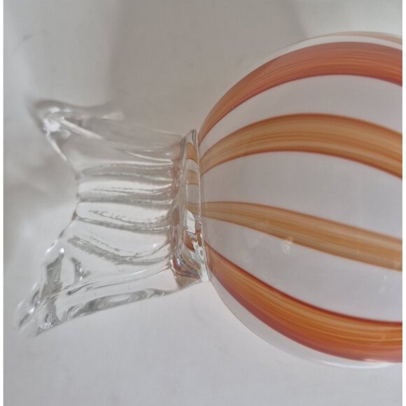 Handcrafted Glass Red And Orange Swirl Candy Sculpture 6.50"x 2.50" - Picture 6 of 8